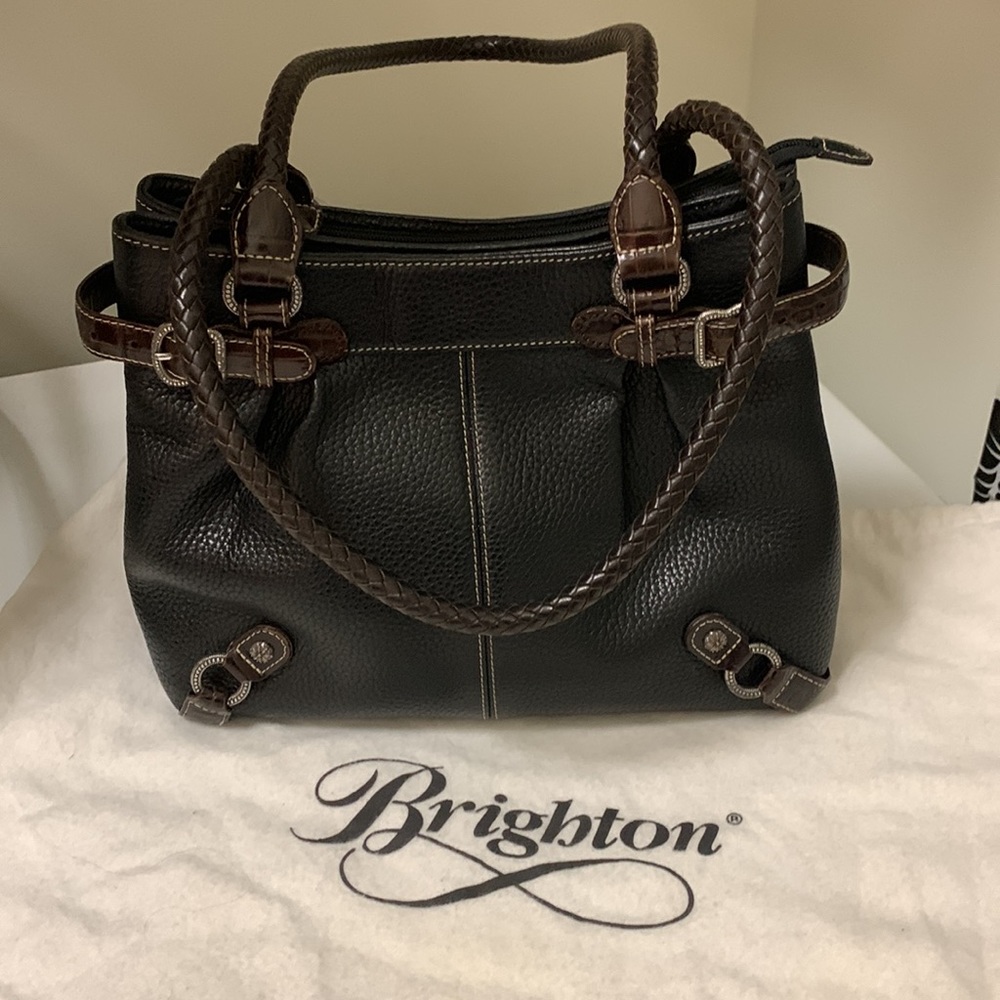 Brighton Black Pebble Leather Bag w/ Brown